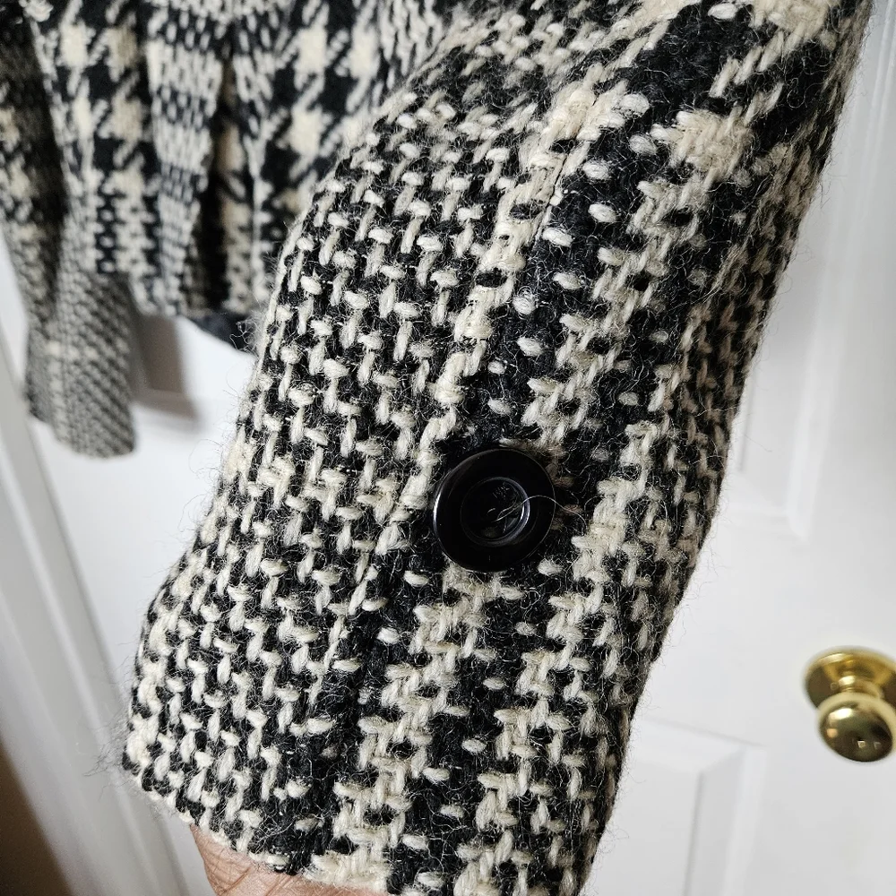BARAMI Classic Houndstooth Black/White Women Jacket Size 12 - Picture 6 of 13